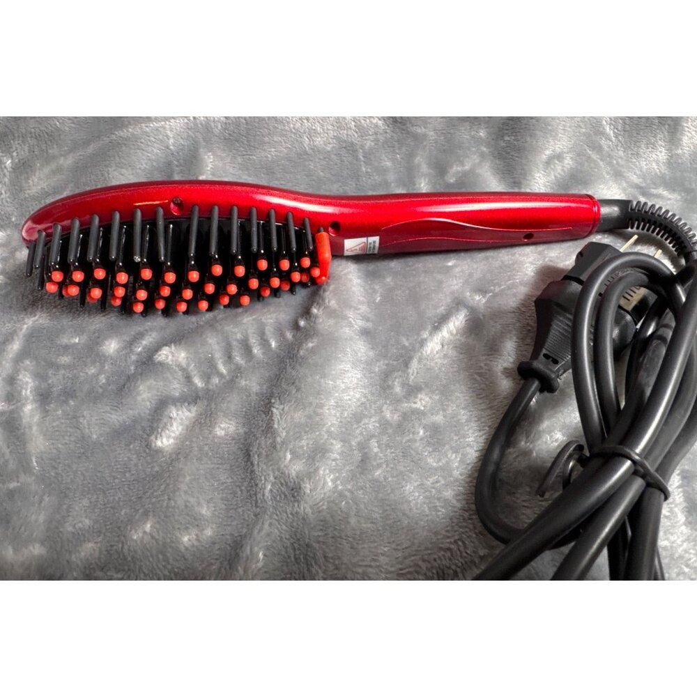 Langoa Red Electric Hair Straightener Brush With Anti-Scald Massage Comb Design - Picture 5 of 8